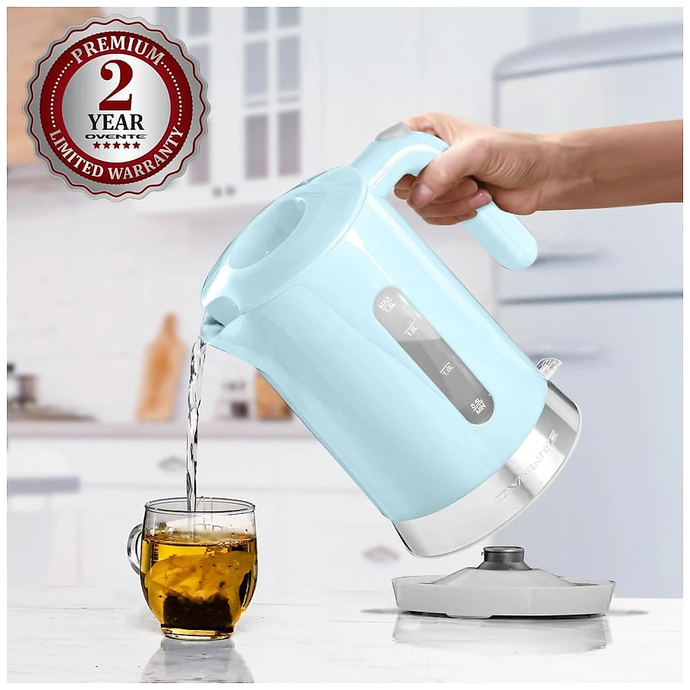 Jarra Elétrica OVENTE 1,8 Litros, 1500W - Aquecimento Instantâneo para Café ou Chá, Livre de BPA, Prático ProntoFill, Visor de Nível d'Água,