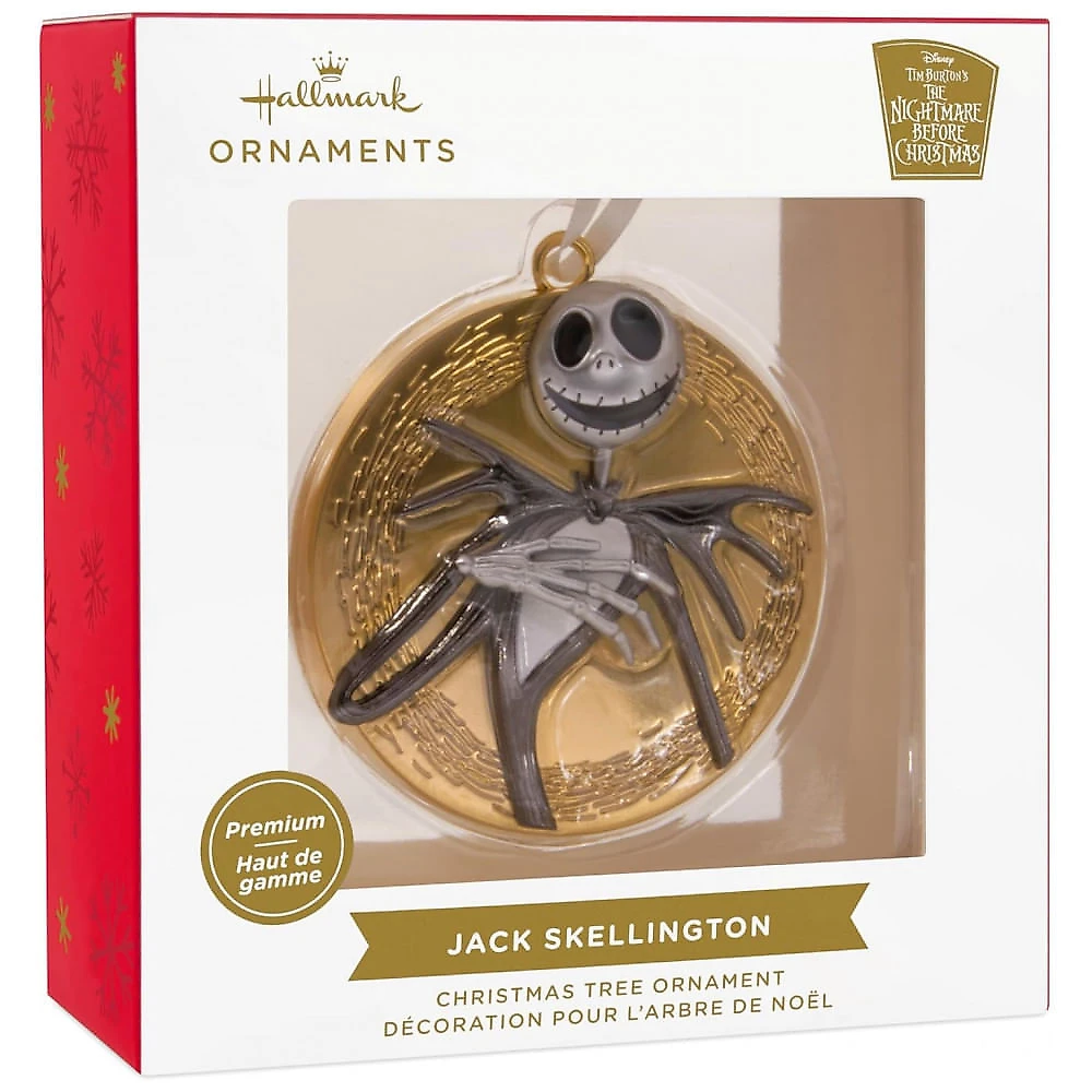 Enfeite de Natal Hallmark Disney Tim Burton's The Nightmare Before Christmas Jack Skellington na Lua, em Metal Dourado, 6,4 x 6,4 x 1,3cm