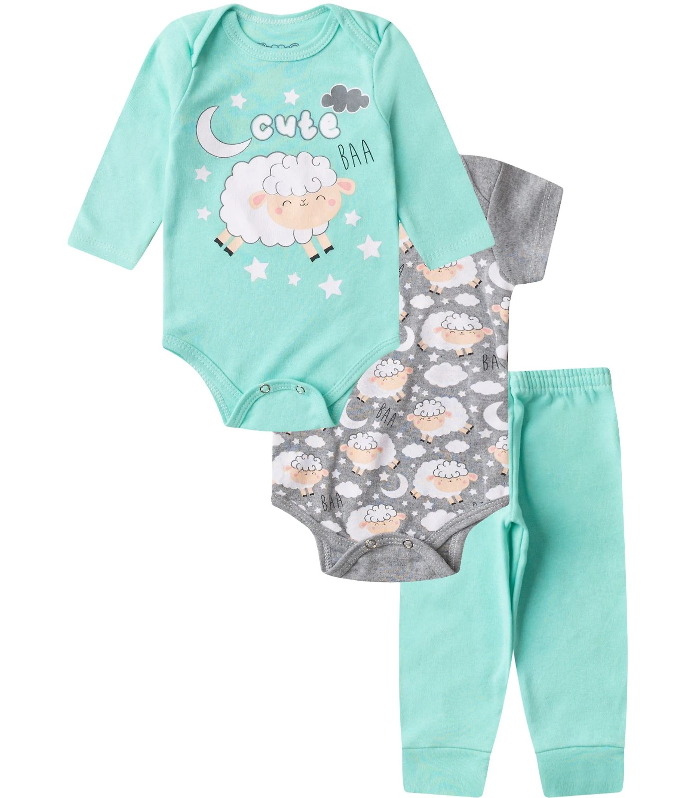 Kit Body Infantil Longo 3 Peças Kappes Verde