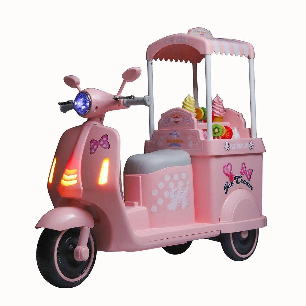 Moto Elétrica Infantil Sorveteria com Som e LED Rosa Unitoys 12V