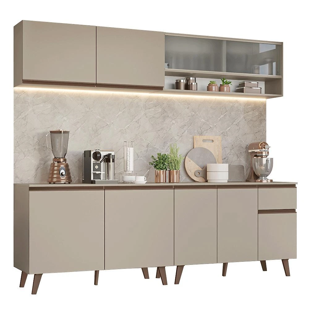 Armário de cozinha completa 240 cm crema nice madesa 02