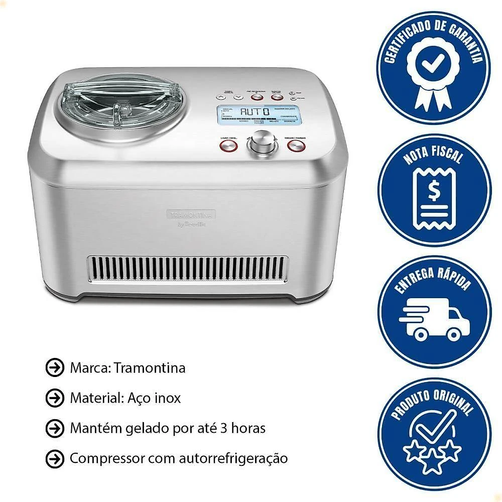 Sorveteira Tramontina By Breville Express Em Aço Inox 12 Funções 220V 69170012