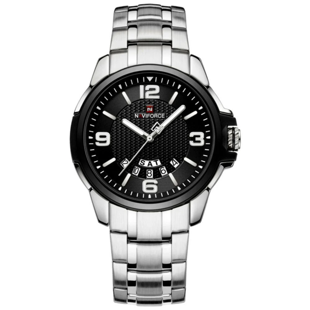 Relógio De Pulso Em Aço Inoxidável Clássico Esportivo Nf9215s Preto