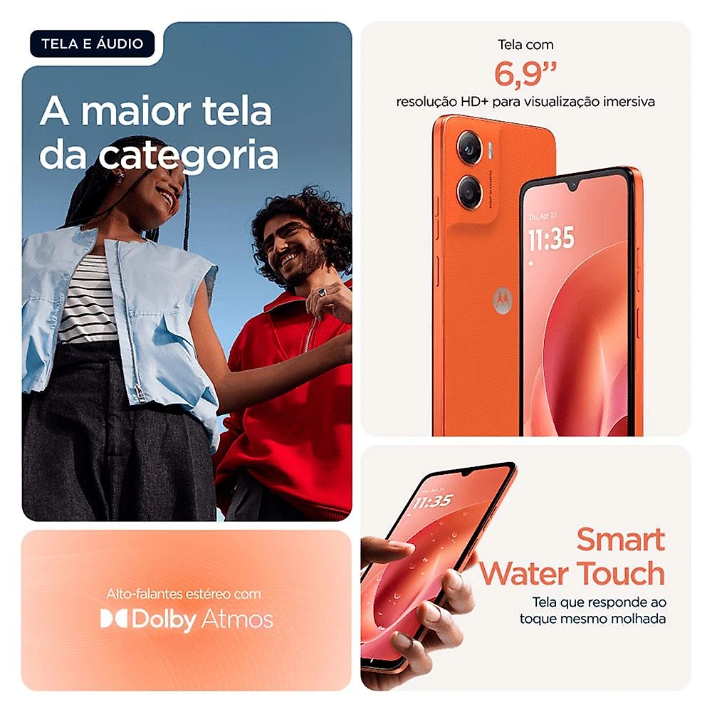 Smartphone Moto G06 Motorola 6,9”, 128 GB, Android 15, Laranja