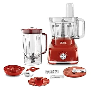 Multiprocessador de Alimentos Philco 9 em 1 PMP1600V com 1400W – Vermelho 110V
