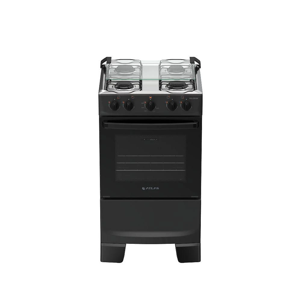 Fogão 4 Bocas Atlas Coliseum Plus Mesa Inox Preto