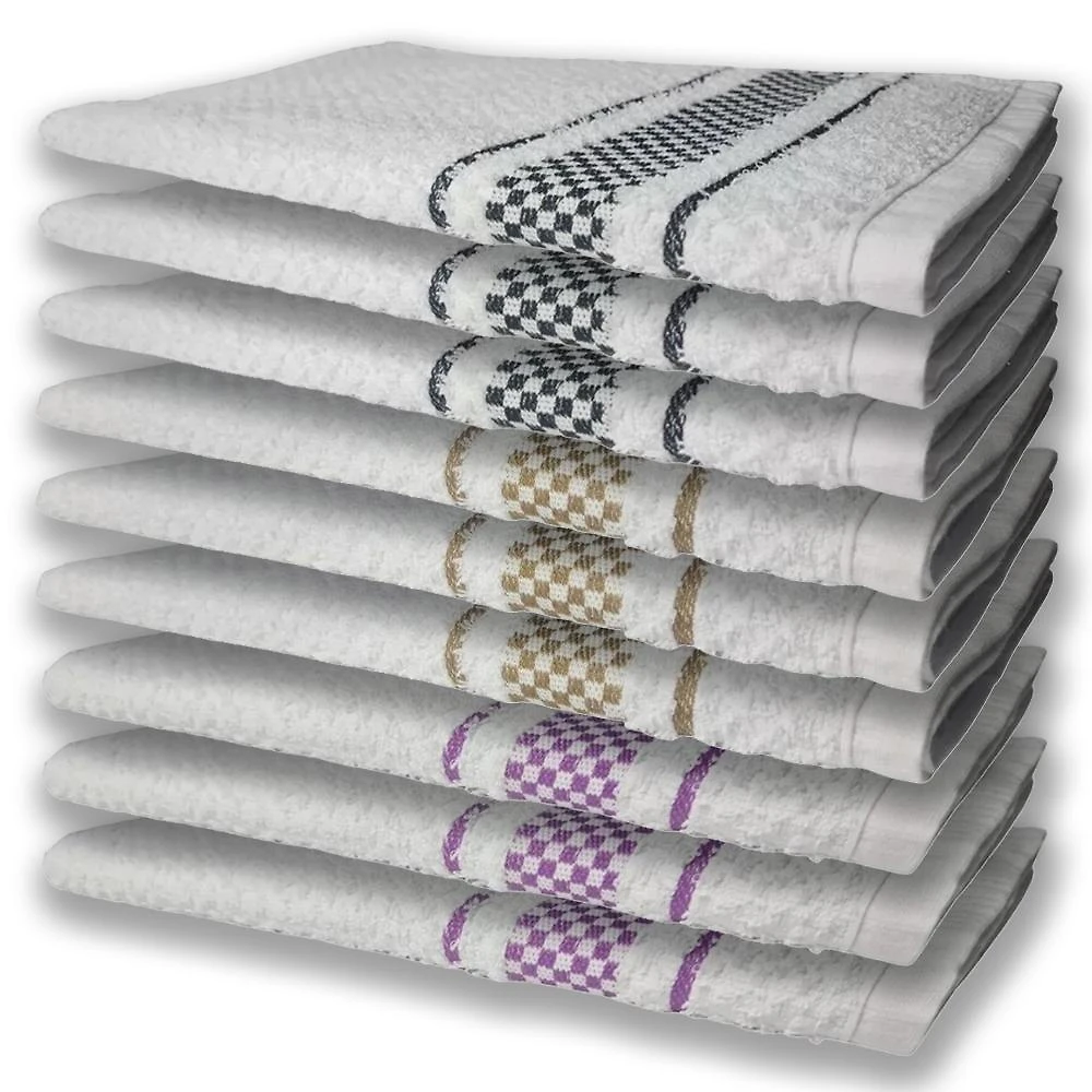 9 Panos De Prato Atoalhado Felpudo Roxo Marrom e Preto