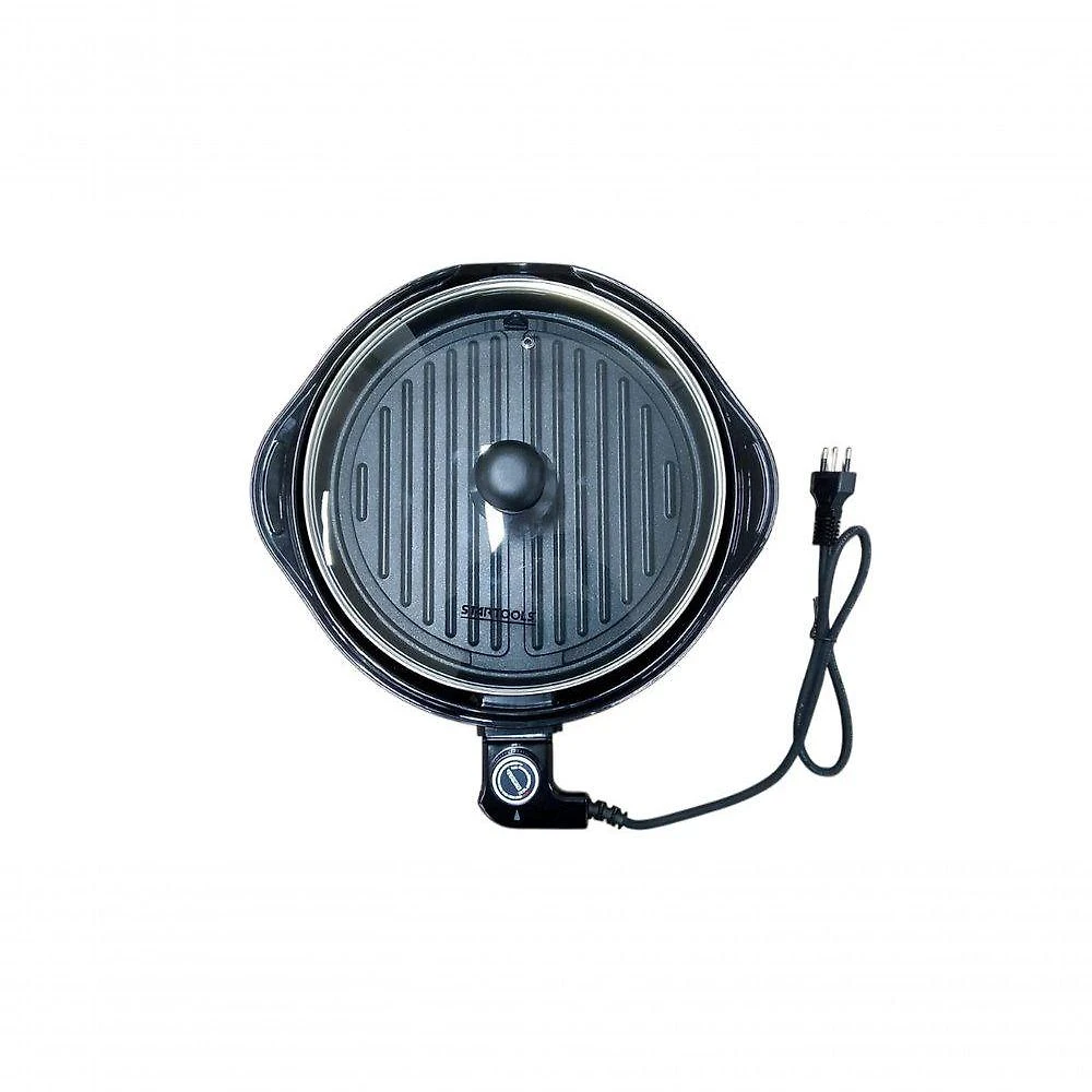 Grelha Elétrica Circular Startools Premium com Termostato 1200W Antiaderente Preto 220V