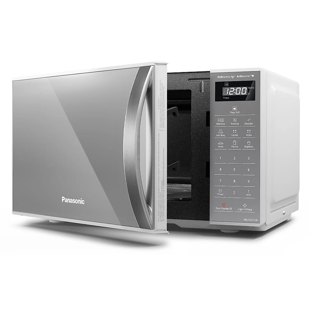 Miniatura Microondas Panasonic Tecnologia Pega Fácil 21L Branco Espelhado - ST27LWRU 110v