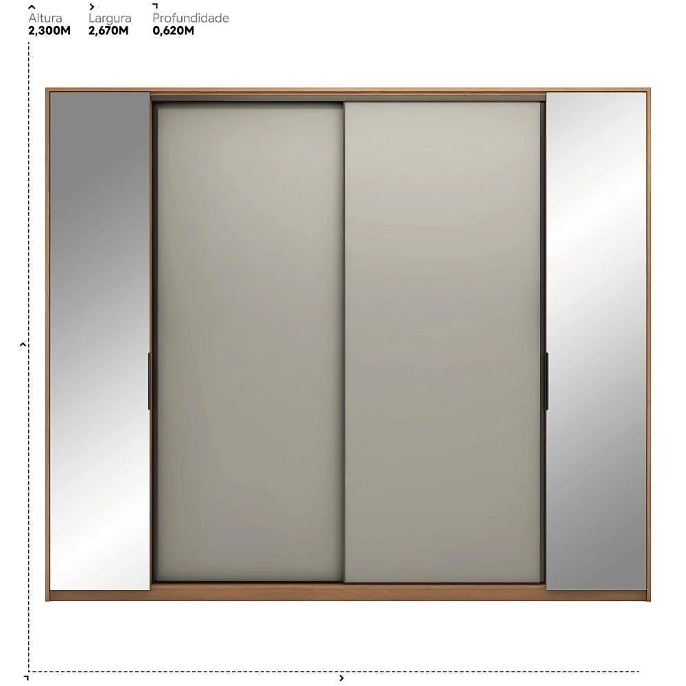 Guarda Roupa Casal 4 Portas Com Espelho E 4 Gavetas Laredo - Amêndola-nude Prime Tx