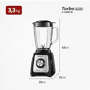 Liquidificador Mondial Turbo Glass L-1400 GI Preto/Inox 1400W com Jarra de Vidro 110V