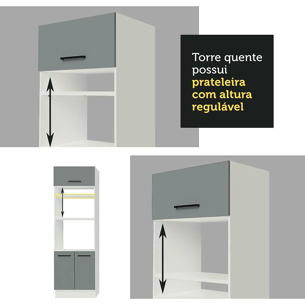 Armário de cozinha completa 250cm branco/cinza agata madesa 01