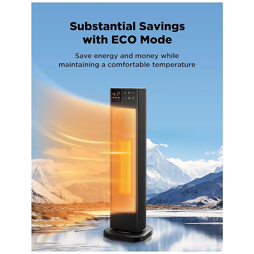 Aquecedor de Torre Cerâmica com Modo ECO, Temporizador 12H, Controle Remoto e Proteção de Segurança, 110V 1500W, PEL...