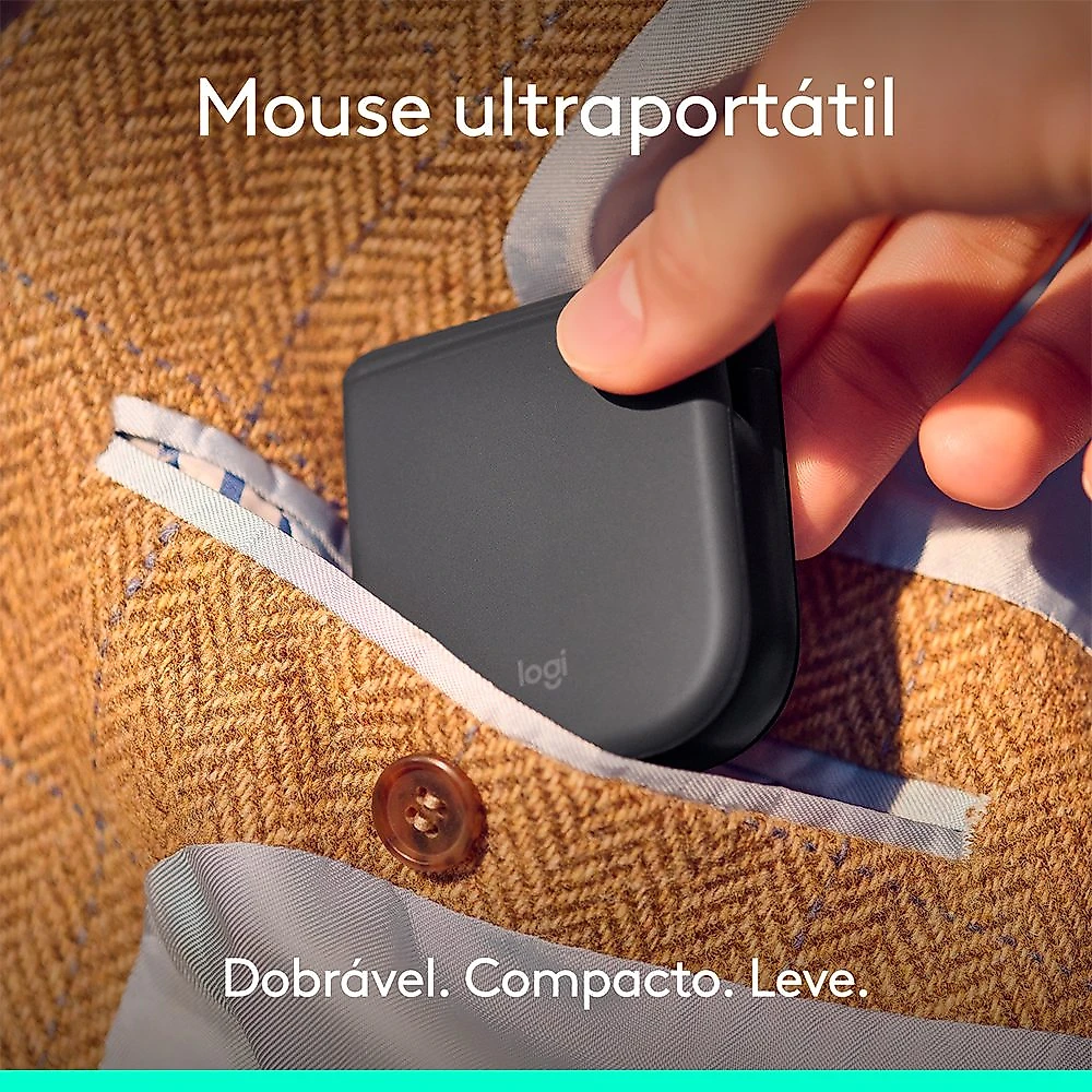 Mouse Sem Fio Logitech Mobi Fold Dobrável com Touch scroll e 4K DPI Grafite - 910-007601