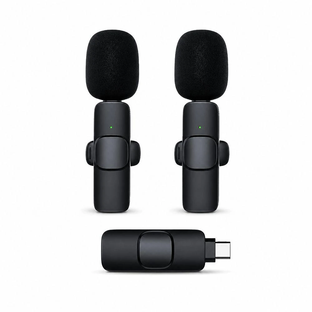 Kit Microfone de Lapela Wireless MDM Type C para Captação de Voz em Dupla