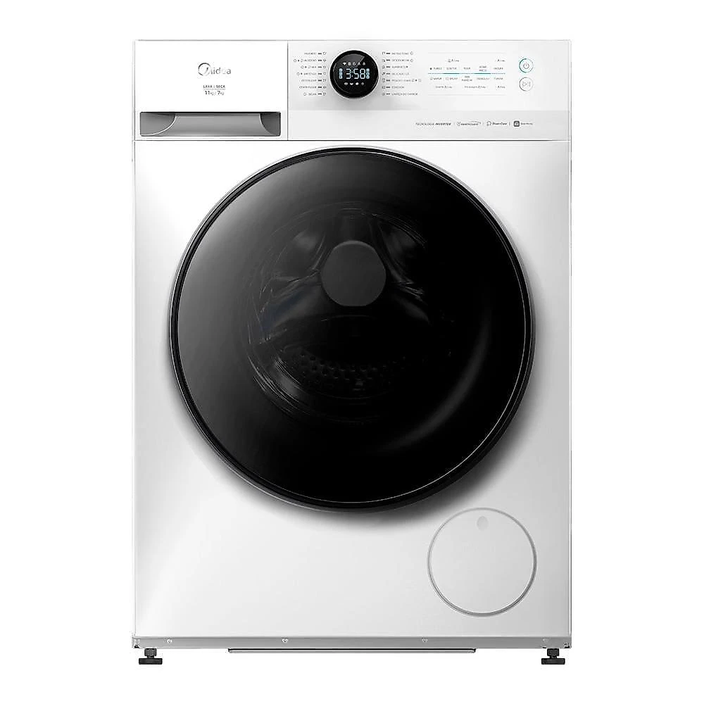 Lava e seca midea slim healthguard smart mf201d110wb/wk branca com 14 programas, wi-fi e compatível com alexa – 11kg 110