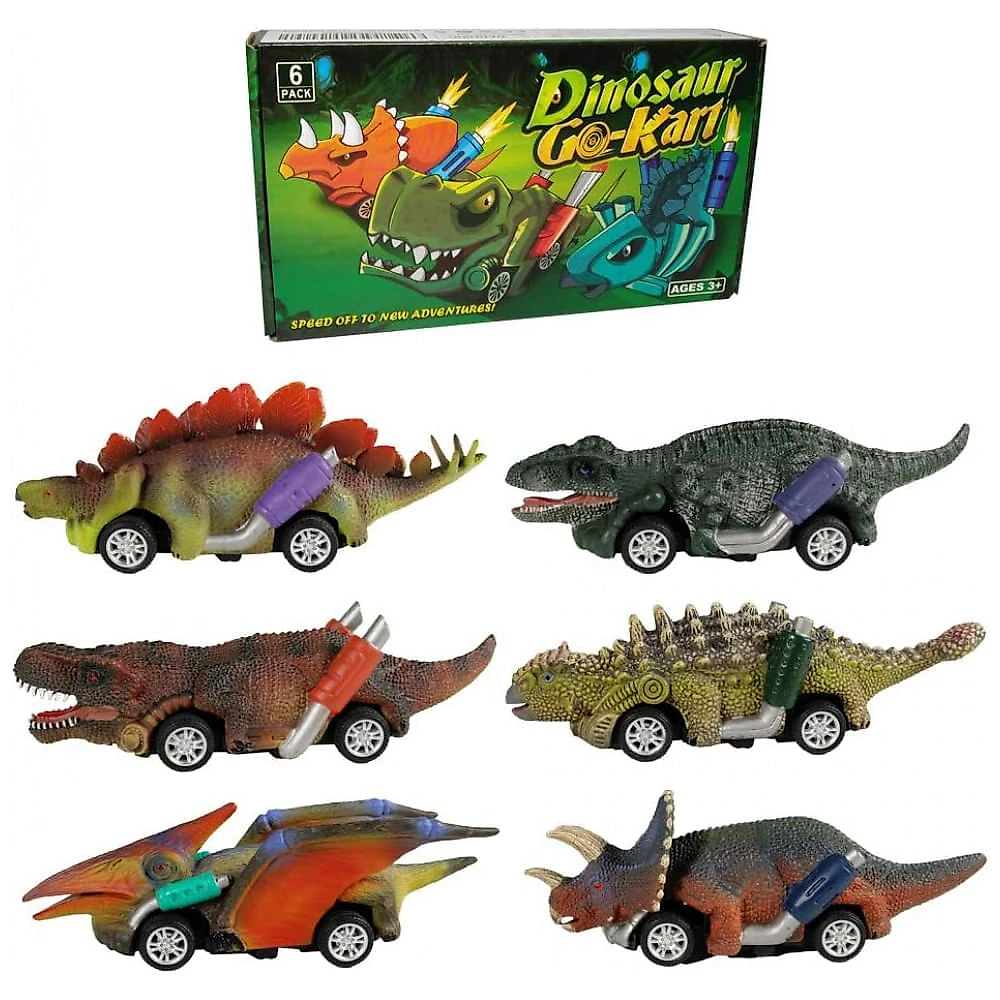 DINOBROS: Conjunto de 6 Carros de Dinossauros de Puxar, Brinquedos Dino para Meninos e Meninas de 3 Anos e Mais Novos, Mini Carros de Puxar, Jogos de