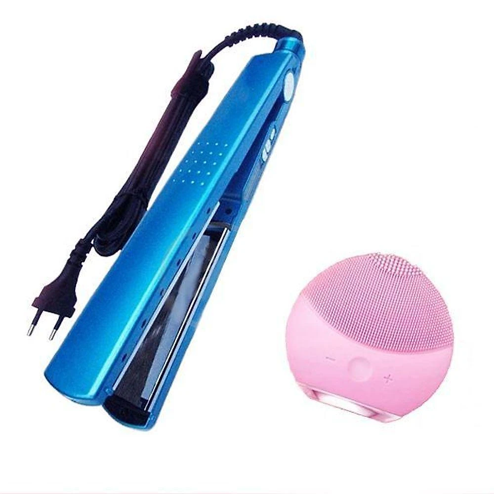 Kit 1 Prancha Nanotitanium + 1 Esponja Facial Rosa Bebê Nº30