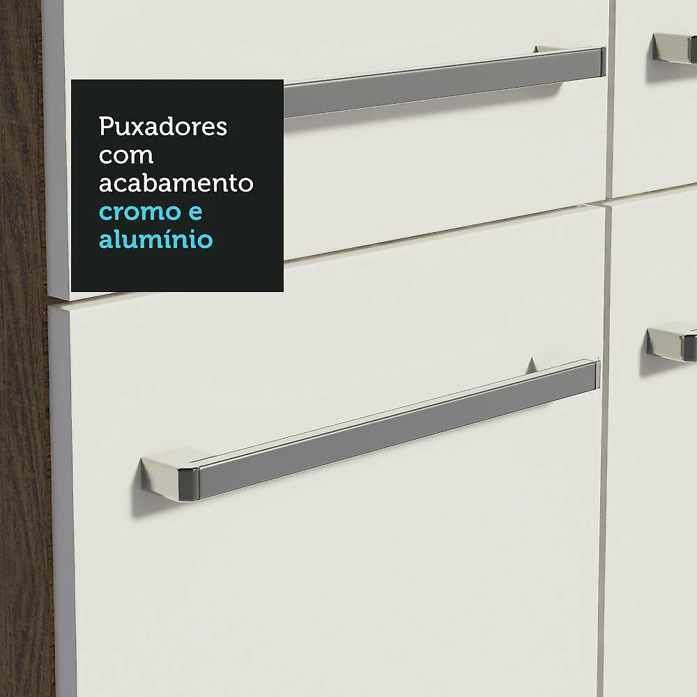 Cozinha Completa Madesa Emilly Joy com Armário e Balcão 15 Portas 1 Gaveta Rustic/Branco