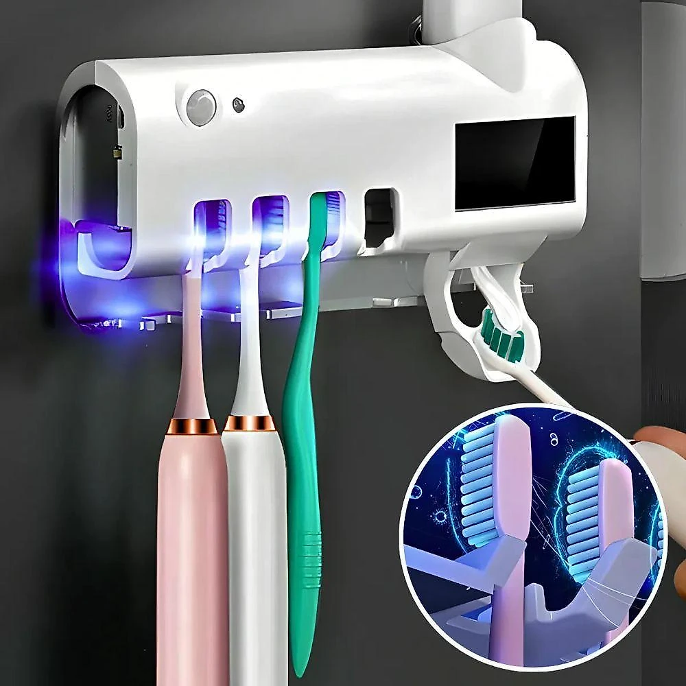 Suporte para Escova de Dentes Utimix com Esterilizador UV e Dispenser Automático 5V