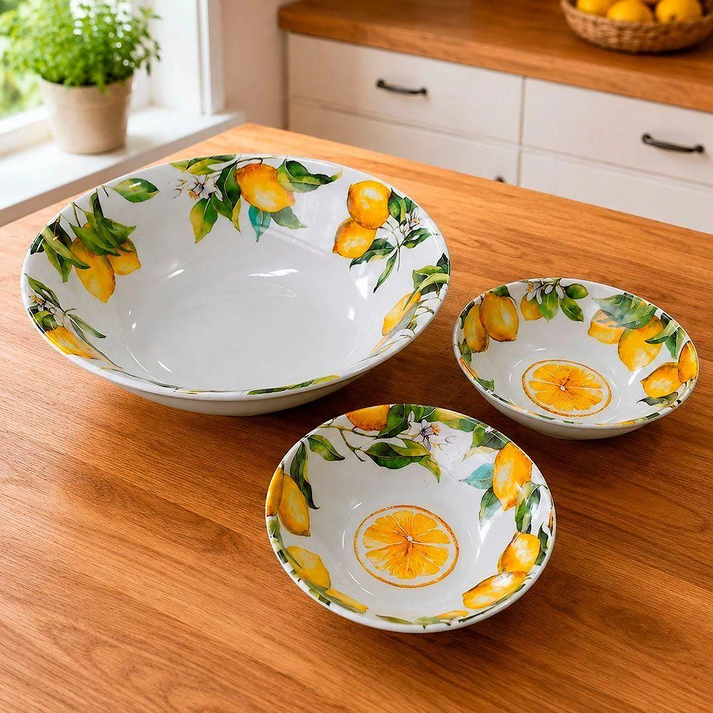 Tigela Sicília para Servir em Melamina Resistente Kit 3 Peças Mesa de Jantar Branco Eazy Bowl