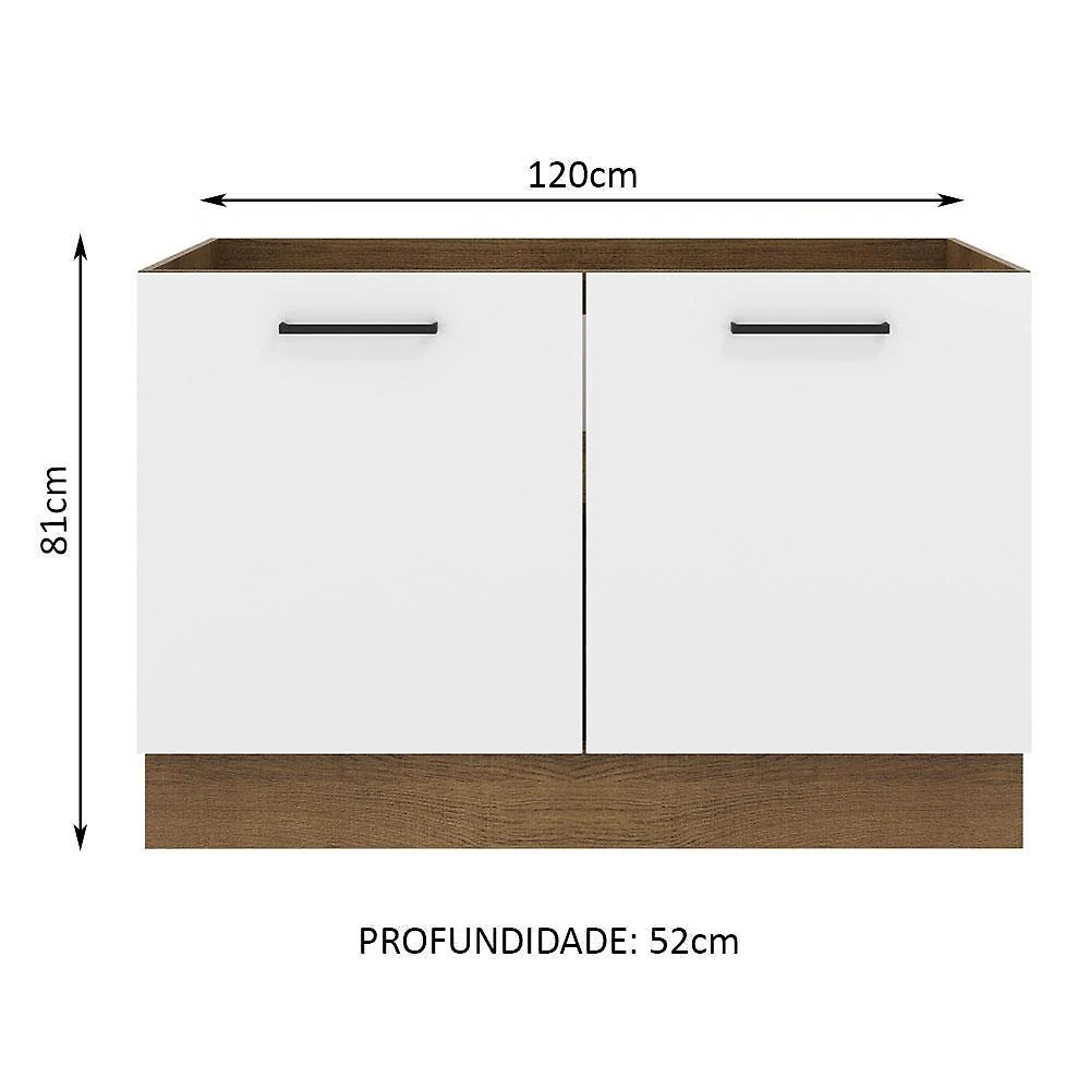 Balcão de pia cozinha 2 portas rustic/branco agata madesa