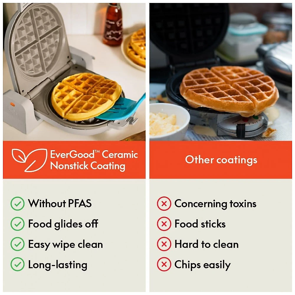 Bella FlipnStore Máquina de Waffles com Revestimento Cerâmico EverGood Antiaderente, Utensílios de Cozinha Compactos, Luz Indicadora de Energia
