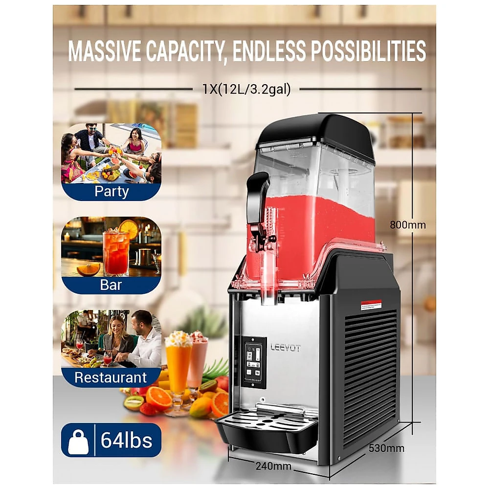 Máquina de Slush Raspadinha BOSBAK 12L Frozen Comercial Inox 110V
