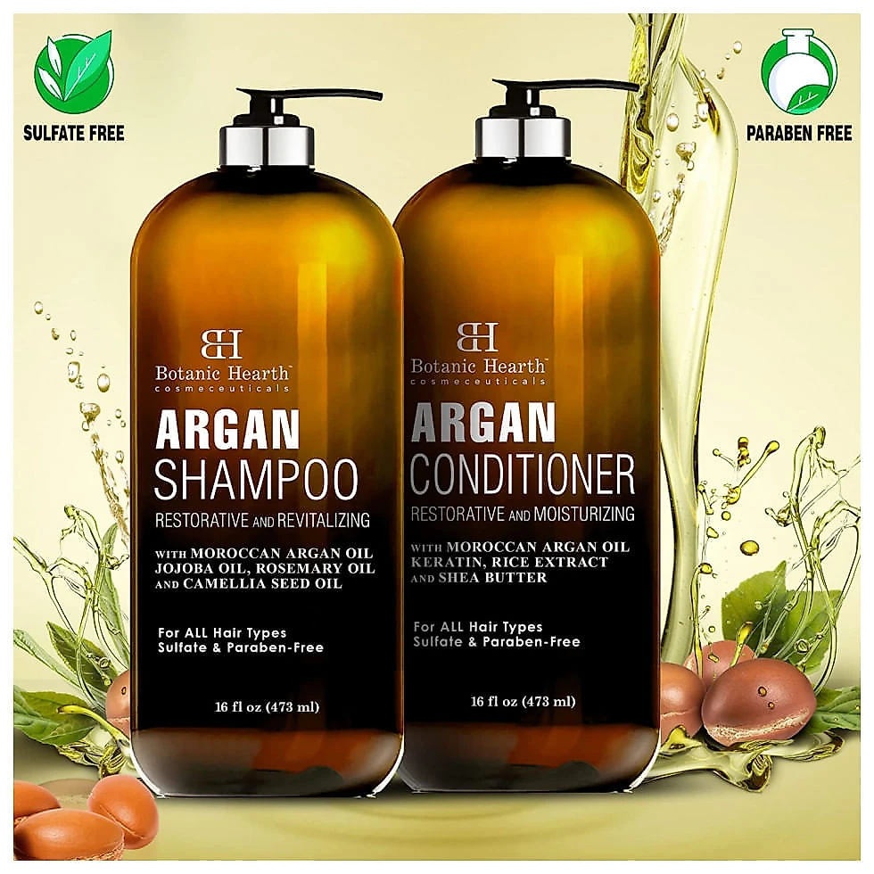 BOTANIC HEARTH Argan Oil Shampoo e Condicionador Conjunto com Queratina, Restaurador e Hidratante, Sem Sulfato Todos...