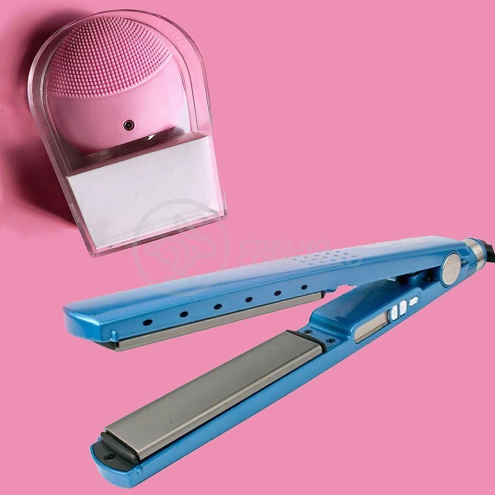 Kit 1 Prancha Nanotitanium + 1 Esponja Facial Rosa Bebê Nº8