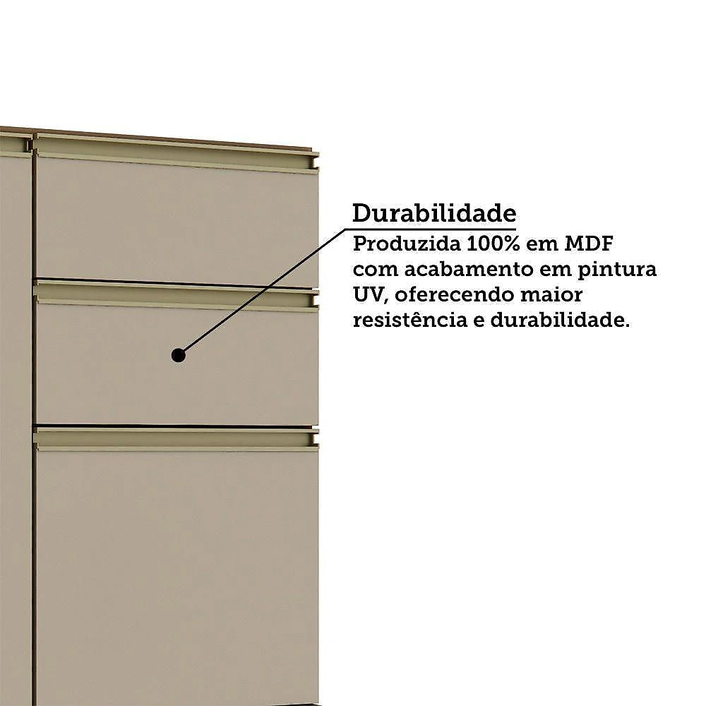 Balcão de Cozinha 3 Portas 2 Gavetas MDF 120CM Café Luciane Móveis