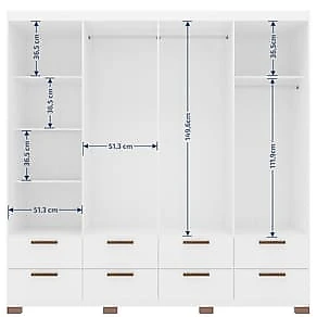 Guarda-Roupa Casal Bartira Coimbra 8 Portas 8 Gavetas Branco