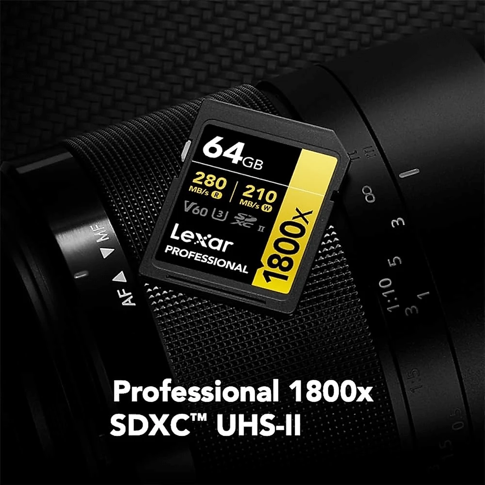Cartão SDXC 64Gb Lexar Gold 4K 1800x 280Mb/s UHS-II / V60 / U3 / Classe 10