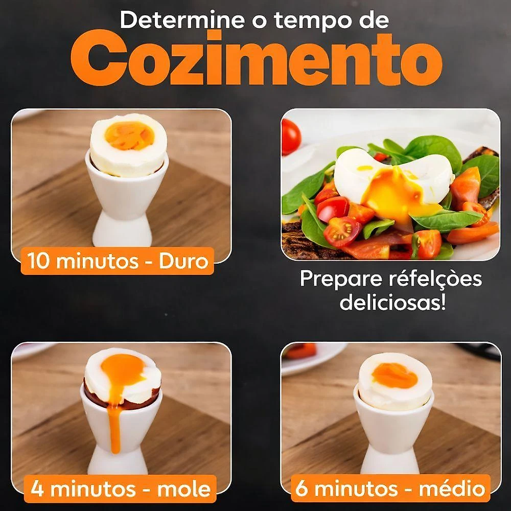 Cozedor de Ovos Elétrico Portátil 110V para 7 Ovos com Desligamento Automático Branco Utimix