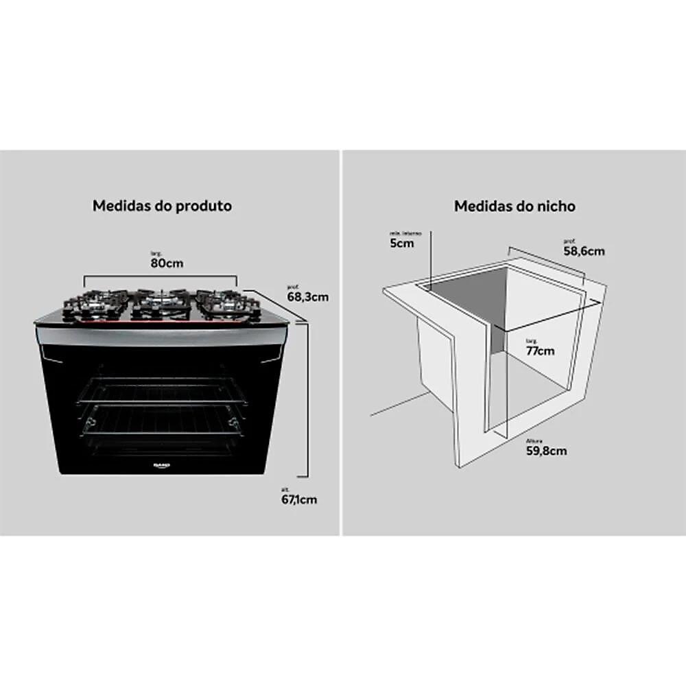 Fogão de Embutir 5 Bocas com Mesa de Vidro Diplomata Bivolt Dako Preto - Bivolt