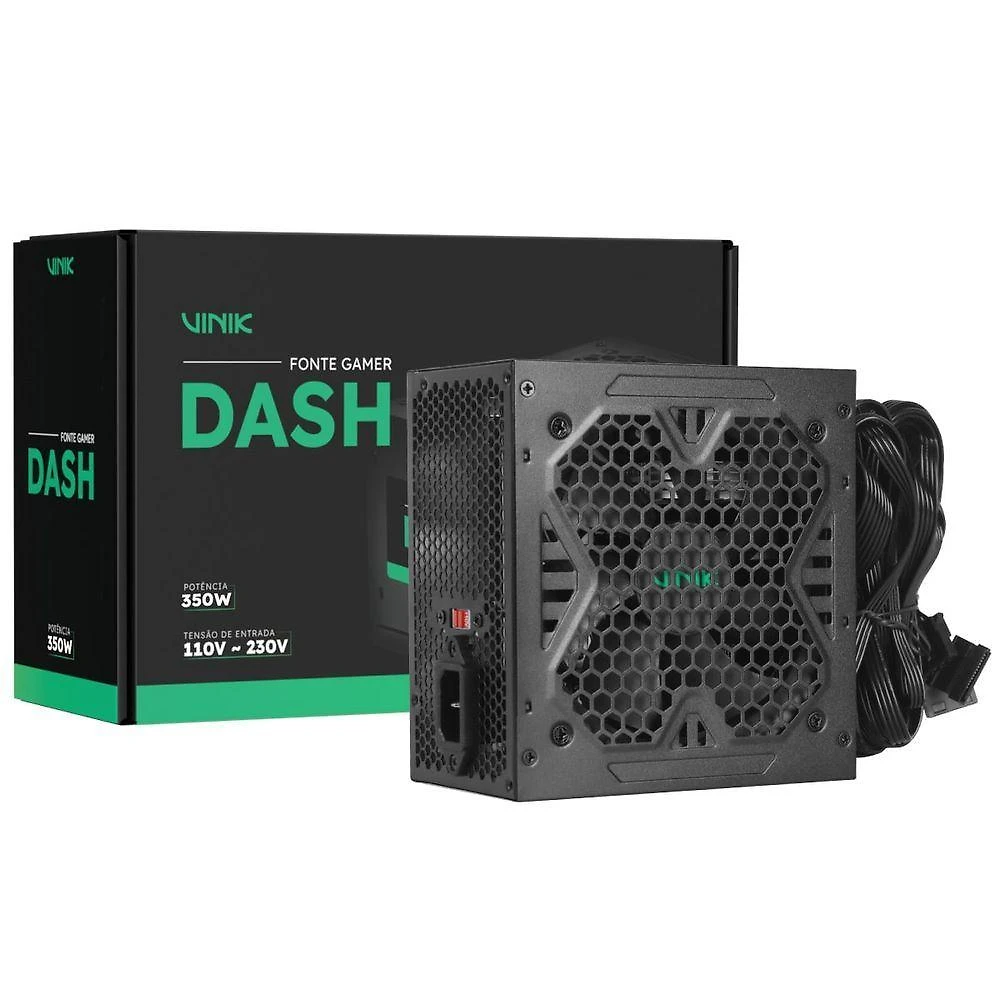 Fonte Gamer Dash 350W VFG350WPV3 350W com Fan 120MM Silenciosa Preto Vinik