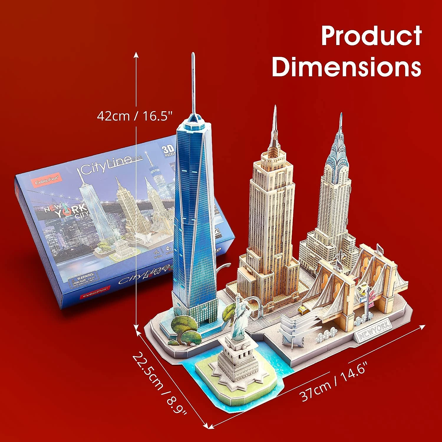 CubicFun Quebra Cabeças 3D Arquitetura Nova York para Crianças e Adultos 123 Peças