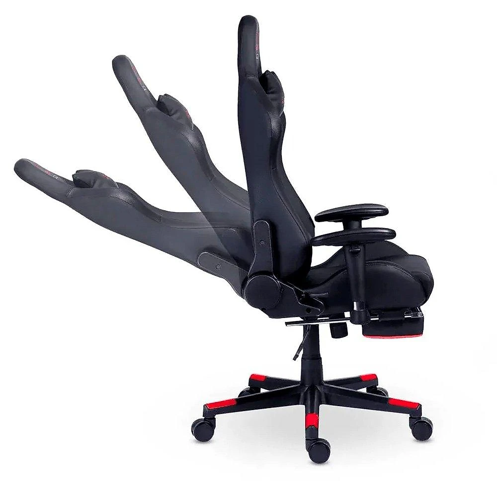Cadeira Gamer XT Racer Attack, Até 120Kg, Reclinável, Apoio de Pés Retrátil, Cilindro de Gás Classe 4, Couro PU, Preta e Vermelha - XTR-061