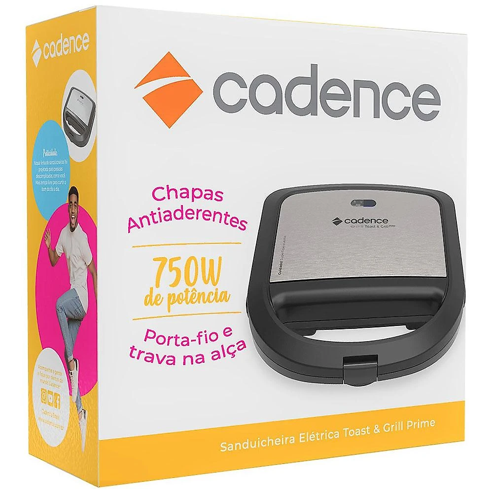 Sanduicheira Toast e Grill Prime Cadence SAN615 Preto e Inox, 110 Volts