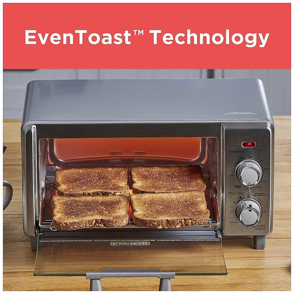 Forno Elétrico BLACK+DECKER Crisp N Bake Air Fry, 5L, 4 Pães, 5 Funções, Pizza 23cm, Timer 30min, Assa, Grelha, Frita