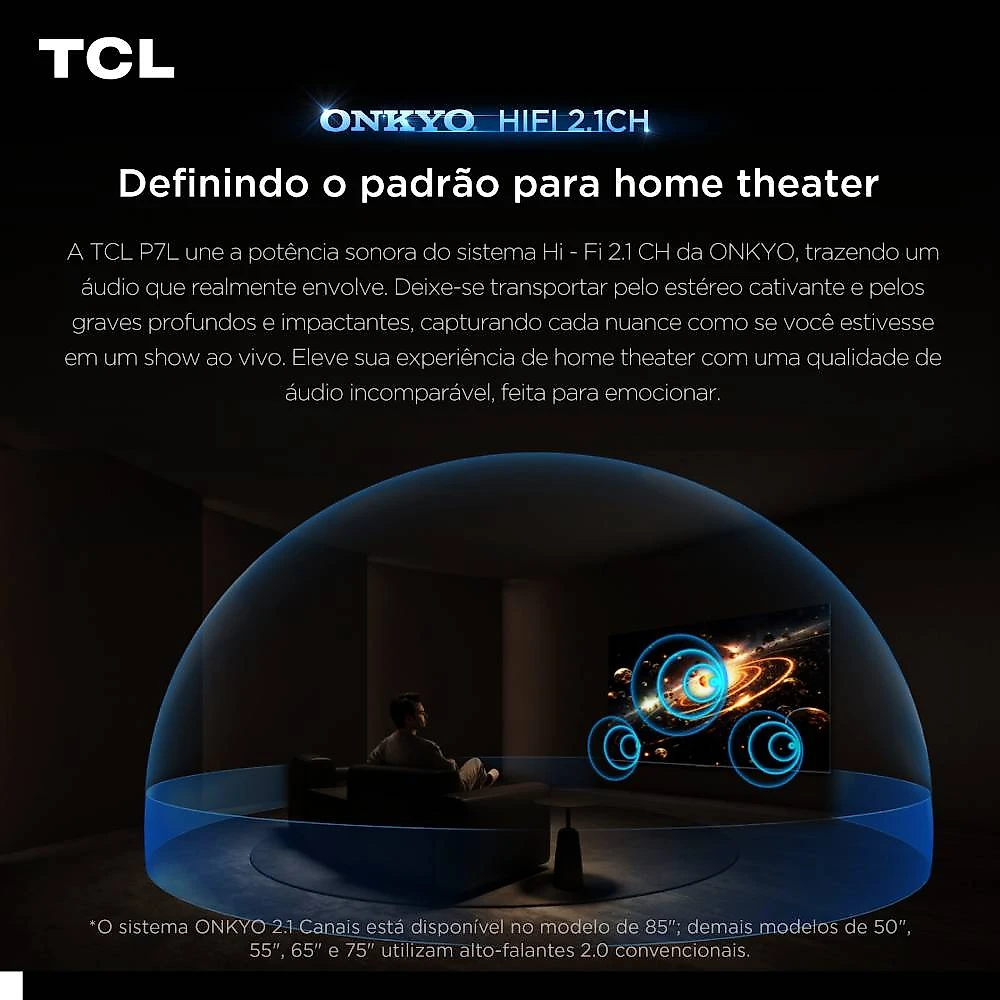Smart TV TCL 50 Polegadas QLED 4K P7L WiFi Bluetooth Google TV HDR10+ 60 Hz AIPQ 50P7L