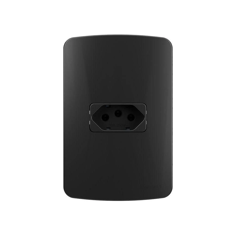 Tomada Margirius B3 Colors 2p+t 20a Com Placa 4x2 Preto Ebony