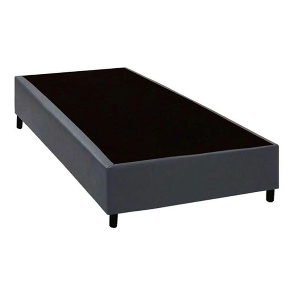 Cama Box Solteiro Homequeen Estrutura em Madeira Sintético Cinza Homequeen