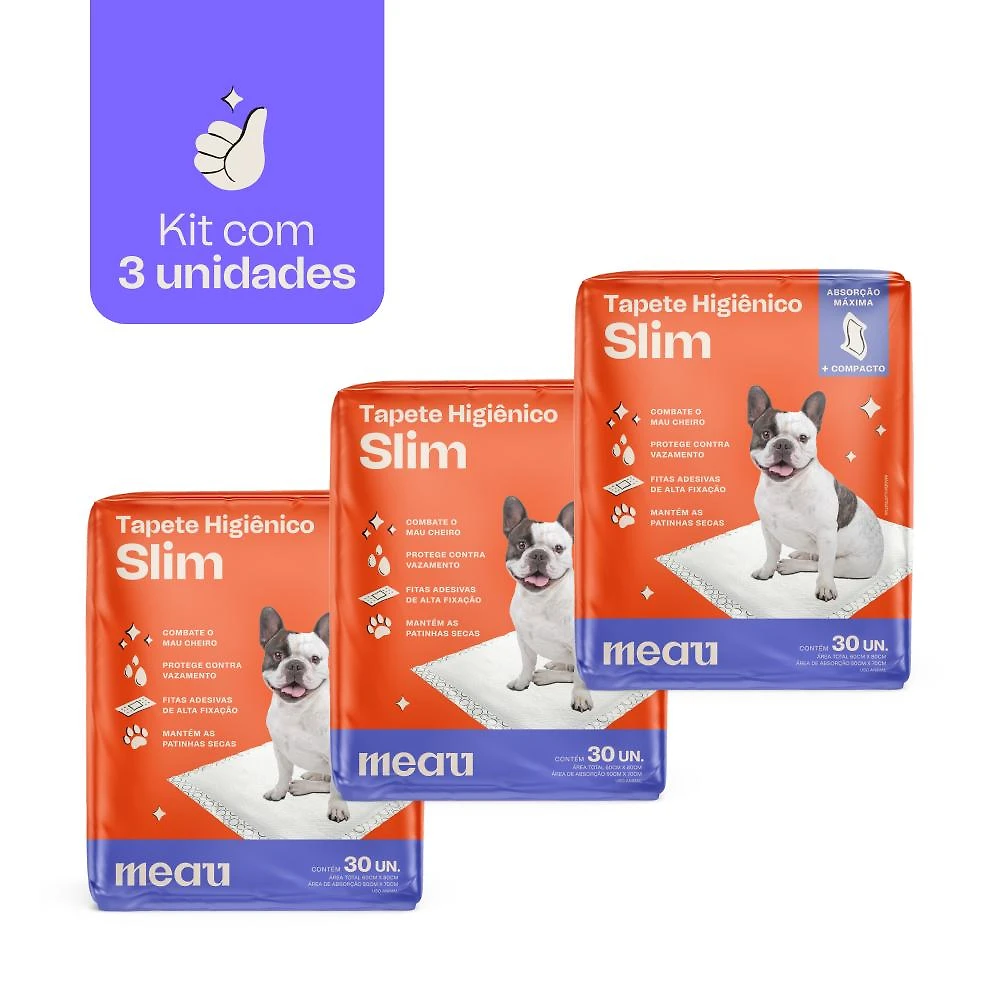 Miniatura Tapete Higiênico Meau Slim para Cães - 90 Unidades (3 Pacotes)