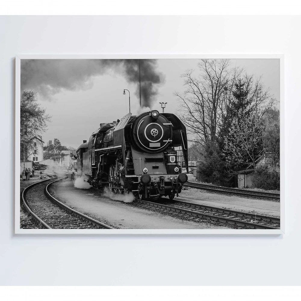 Quadro Trem Preto E Branco 2 120x80 Cm Adesivo Fotográfico
