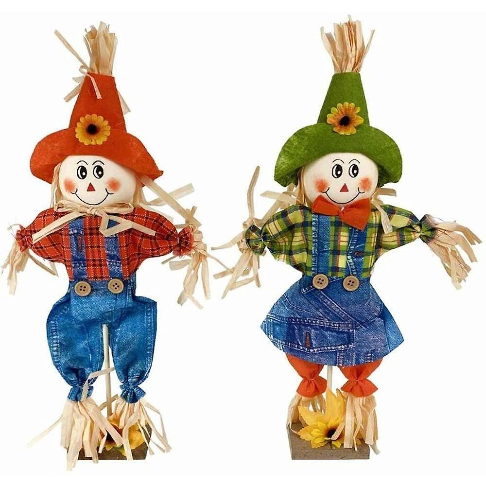 Enfeite Espantalho Festa Junina Tecido e Palha 43cm Kit com 6