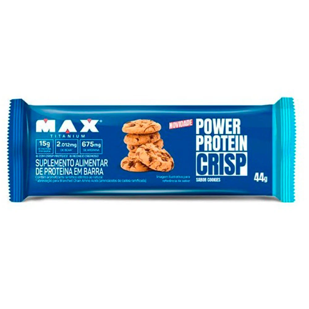 Barra de Proteína Power Protein Crisp Max Titanium com 15g de Proteína Sabor Cookies 44g