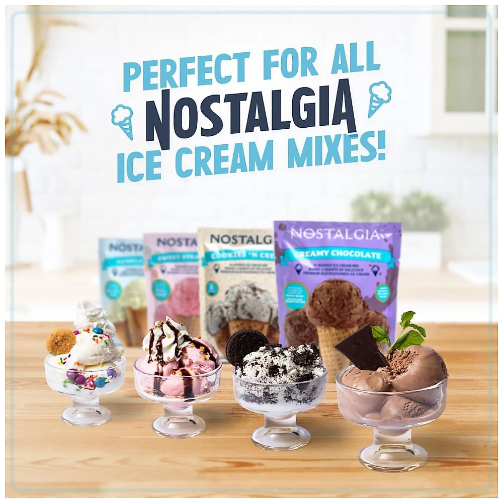 Máquina de Sorvete Elétrica Nostalgia Estilo Parlor, Faça Sorvetes Cremosos, Frozen Yogurt ou Gelato em Minutos, Aparelho Divertido para Cozinha,