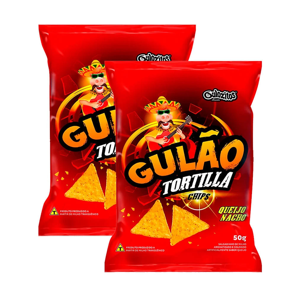Salgadinho Gulão Tortilla Queijo Nacho 50g | Kit com duas unidades