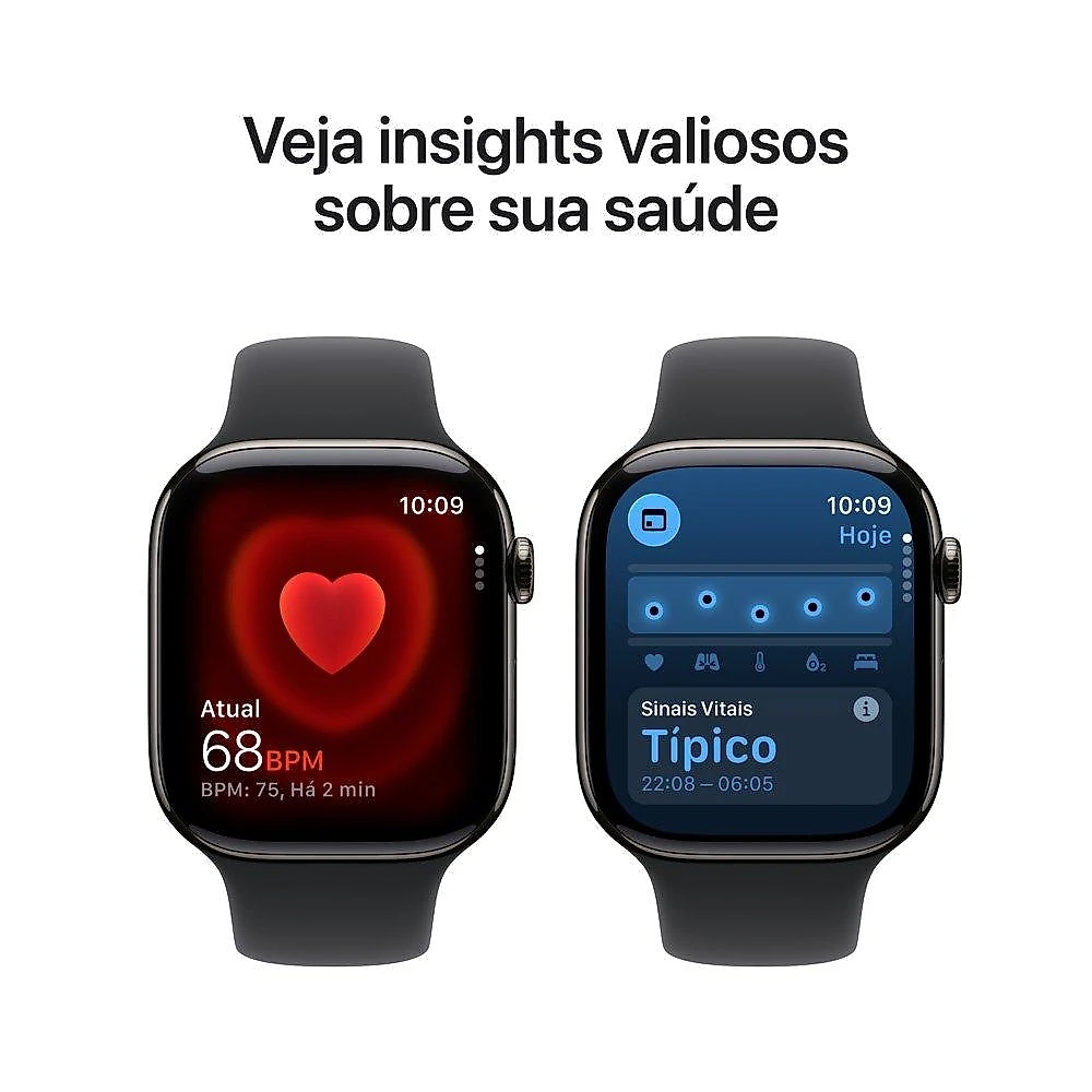 Apple Watch Series 11 GPS + Cellular, Caixa Ardósia de Titânio de 46 mm, Pulseira Esportiva Preta, Tamanho M/G - MFD24AM/A